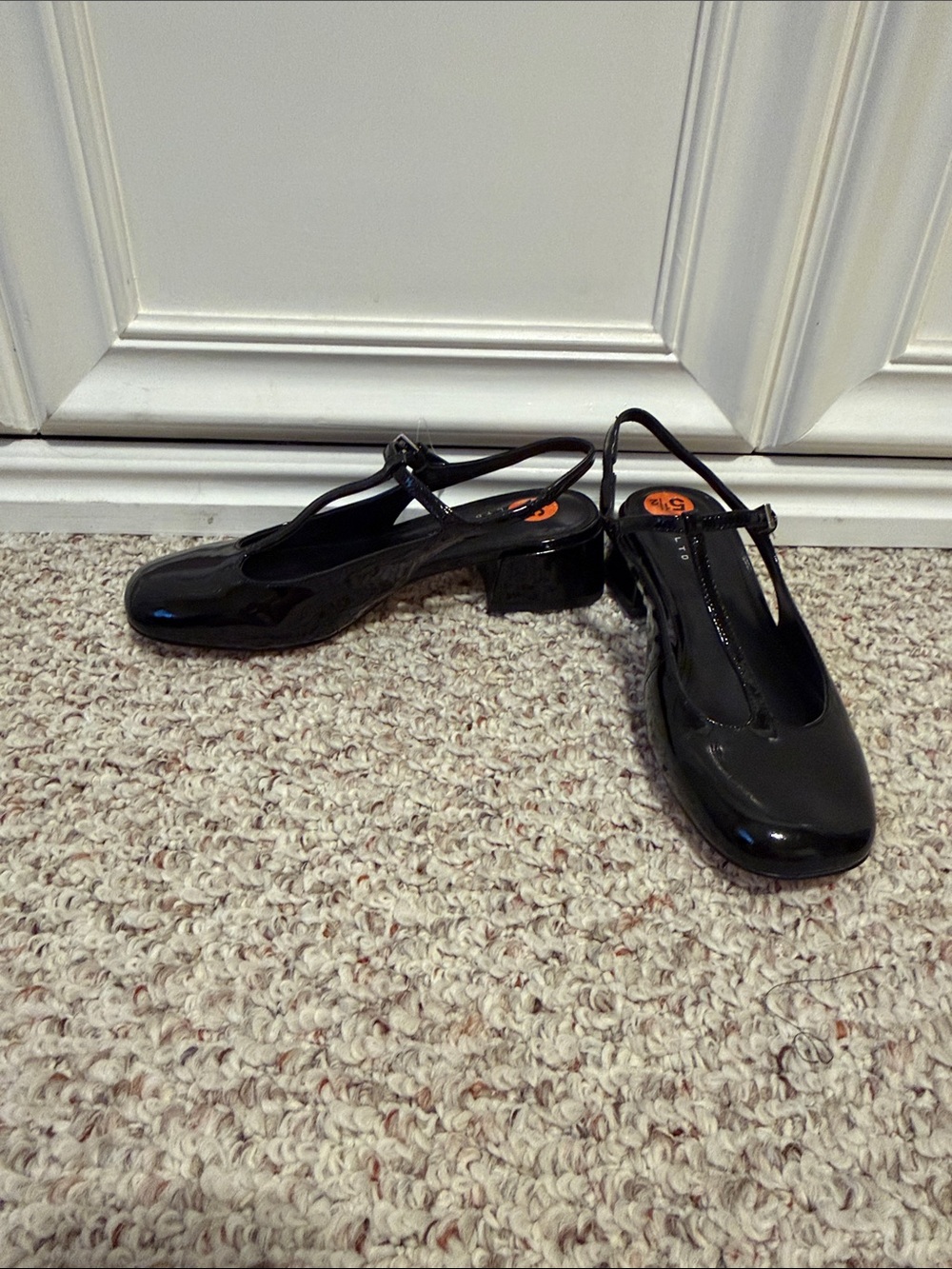 Marc Fisher Black Patent Slingback Low Block Heel Pumps